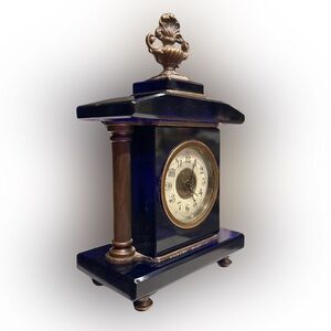 Art Deco Cobalt Glass Mantle Clock